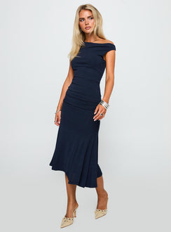 Lustrous Life Off Shoulder Set Navy