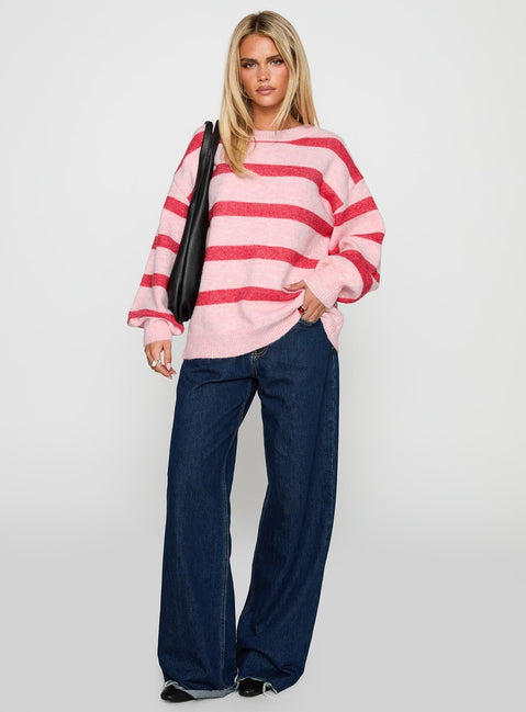 Places To Go Knit Sweater Red / Pink