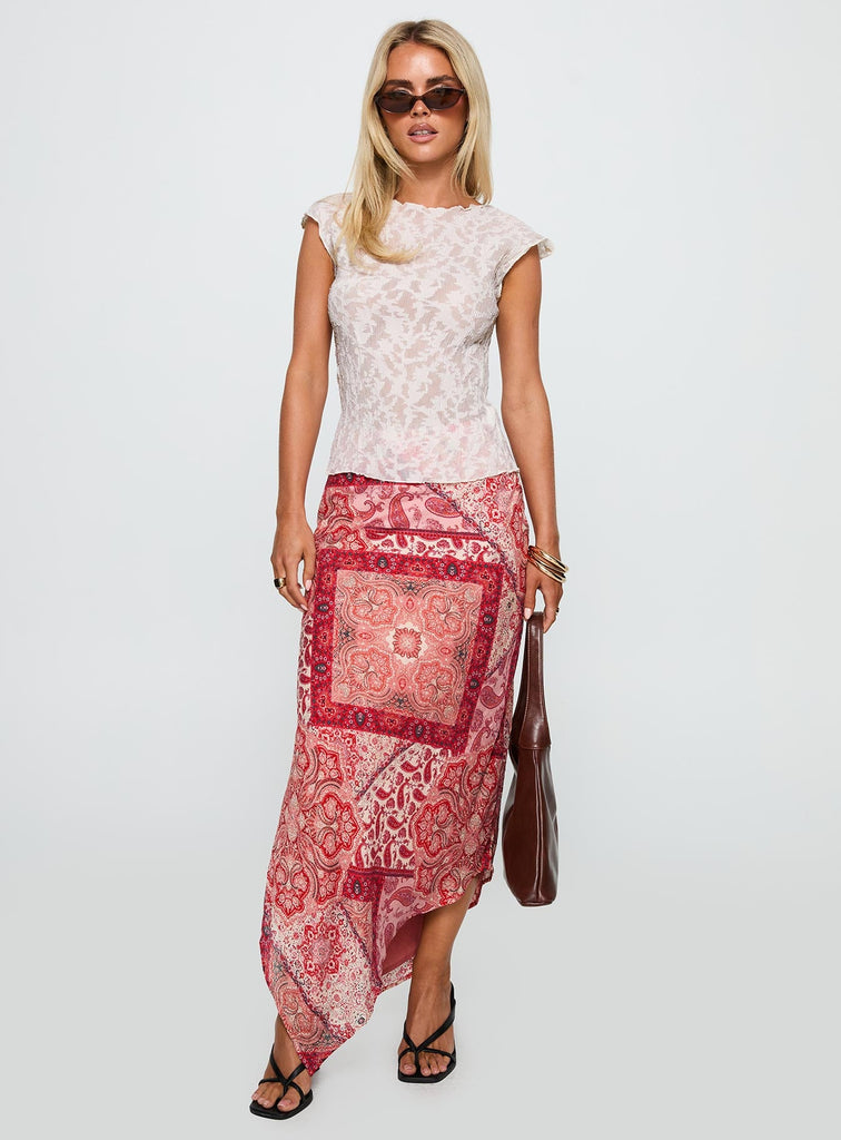 Pella Midi Skirt Rødt Print Med Rosa main image 1