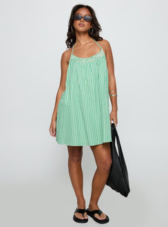 Winx Halter Mini Dress Green Stripe