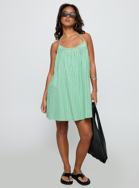 Winx Halter Mini Dress Green Stripe