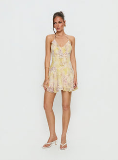 Hey Blondie Ruffle Halter Mini Dress Multi Floral