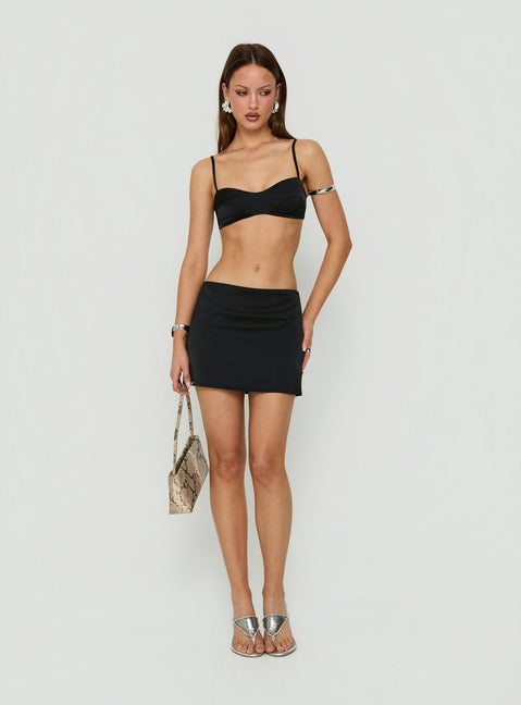 Edeniah Satin Micro Crop Top Black