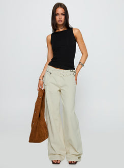 front view of model wearing Princess Polly Lose Your Number High Neck Top Black Sleeveless Crew Neck 