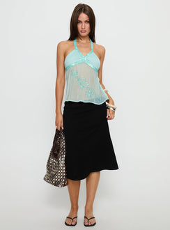Celsea Beaded Sheer Cami Top Aqua