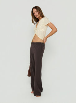 Mericana Low Rise Wide Leg Pants Brown