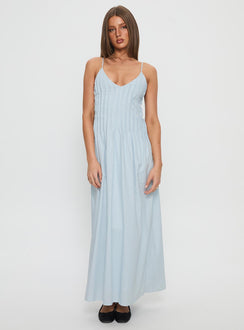 Adriela Pleat Maxi Dress Blue