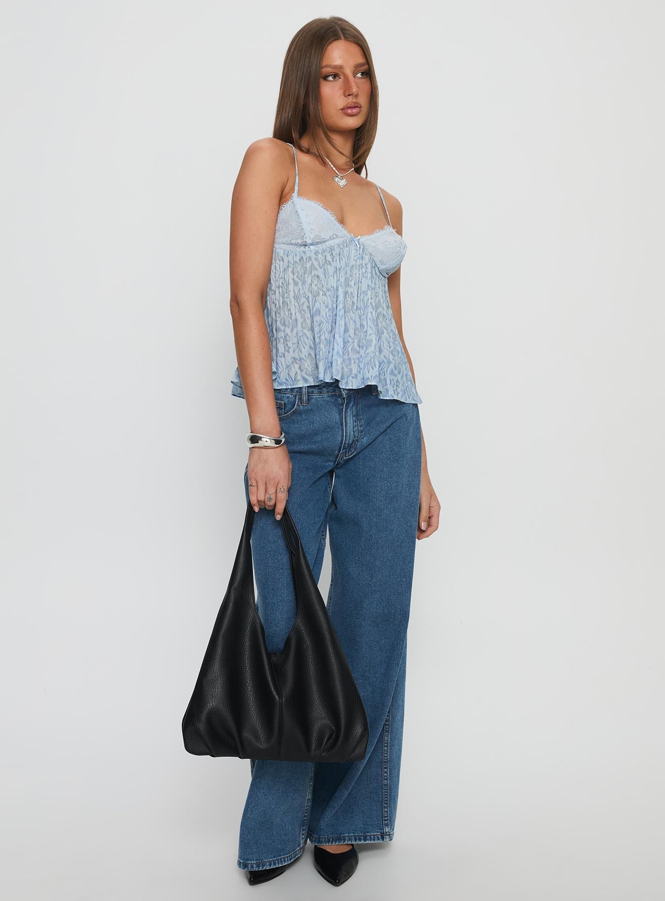 Zami Pleat Top Blue Floral