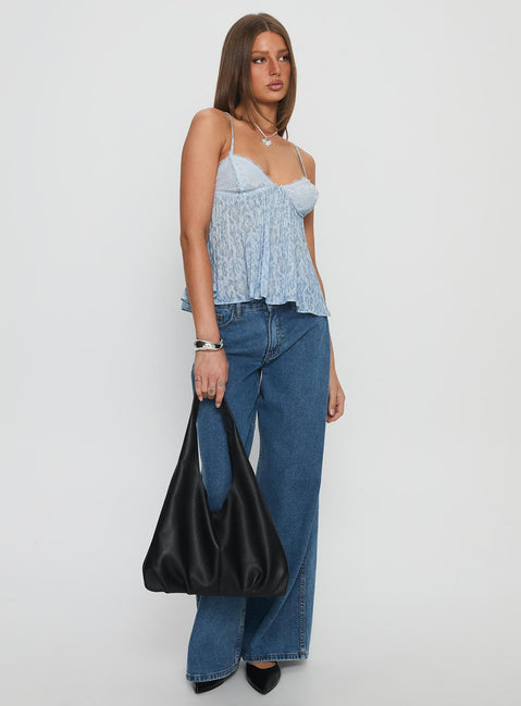 Zami Pleat Top Blue Floral