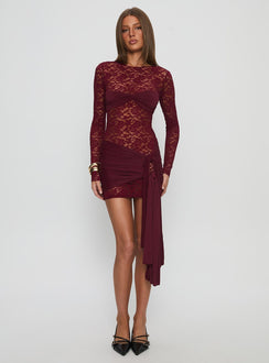 Midnight Long Sleeve Mini Dress Garnet