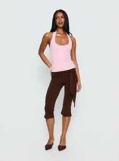 Baseline Scoop Halter Rib Tank Pink