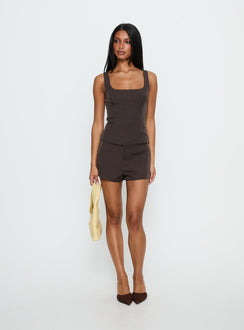 Party Invitations Tailored Top Brown Pinstripe