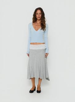 Yumie Long Sleeve Cross Front Top Ice Blue