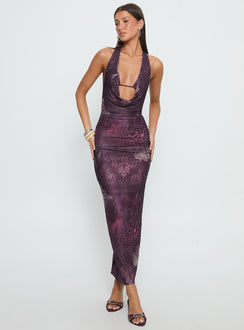 Manaia Cowl Halter Neck Maxi Dress Multi
