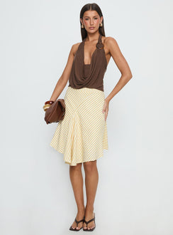 Pleasantries Asymmetrical Midi Skirt Cream Stripe