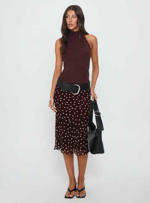 Zariela High Neck Sleeveless Top Burgundy