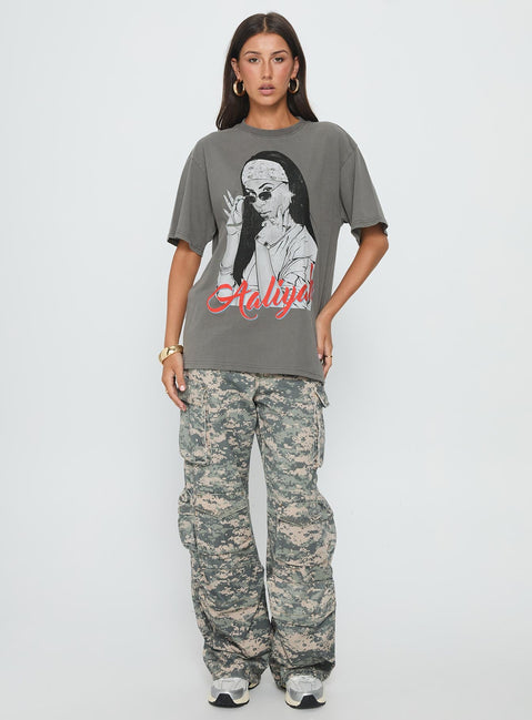 More Than A Woman Oversized Graphic Top Grey