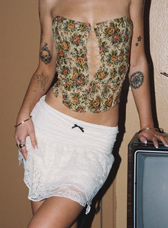 front view of model wearing Princess Polly Kaelo Corset Top Multi Sleeveless Sweetheart 