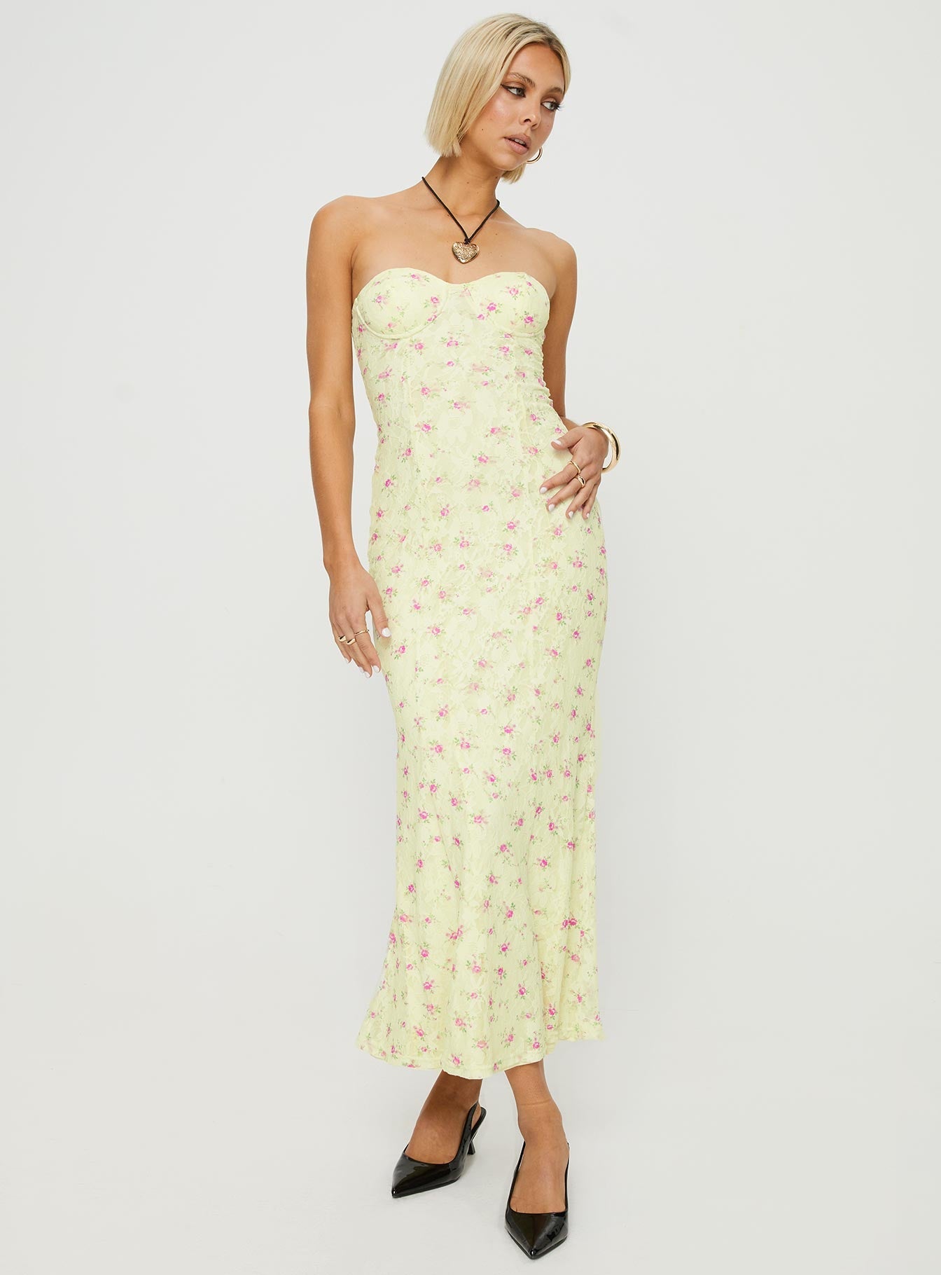 Demayne Floral Maxi Dress Cream / Pink