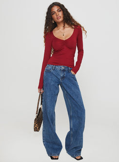 Solitaire Long Sleeve Top Burgundy