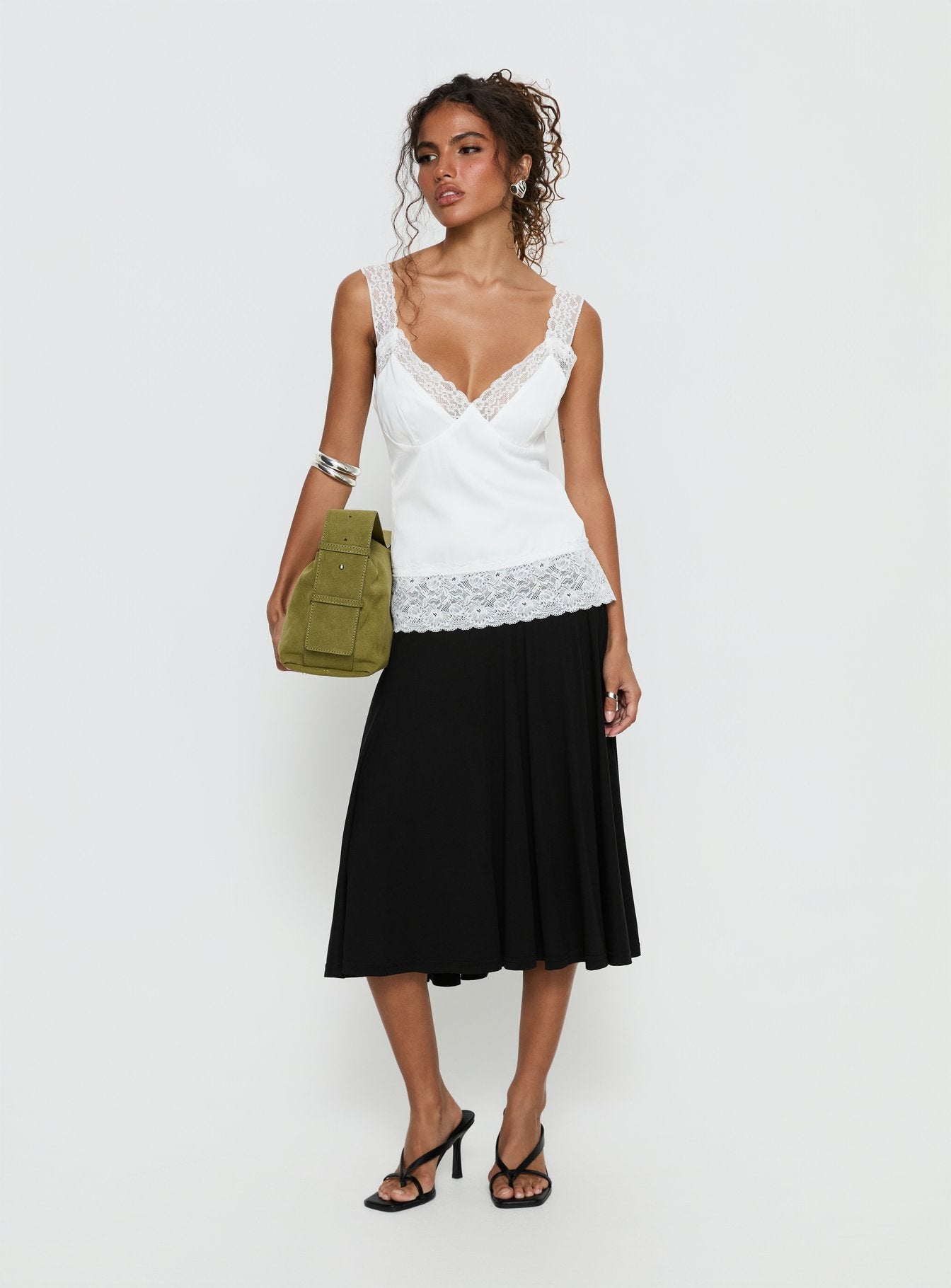 Avyra Lace Trim Cami Top White