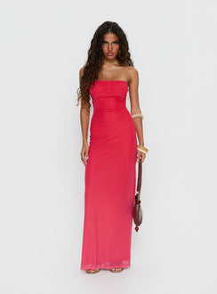 Jesemma Strapless Maxi Dress Hot Pink