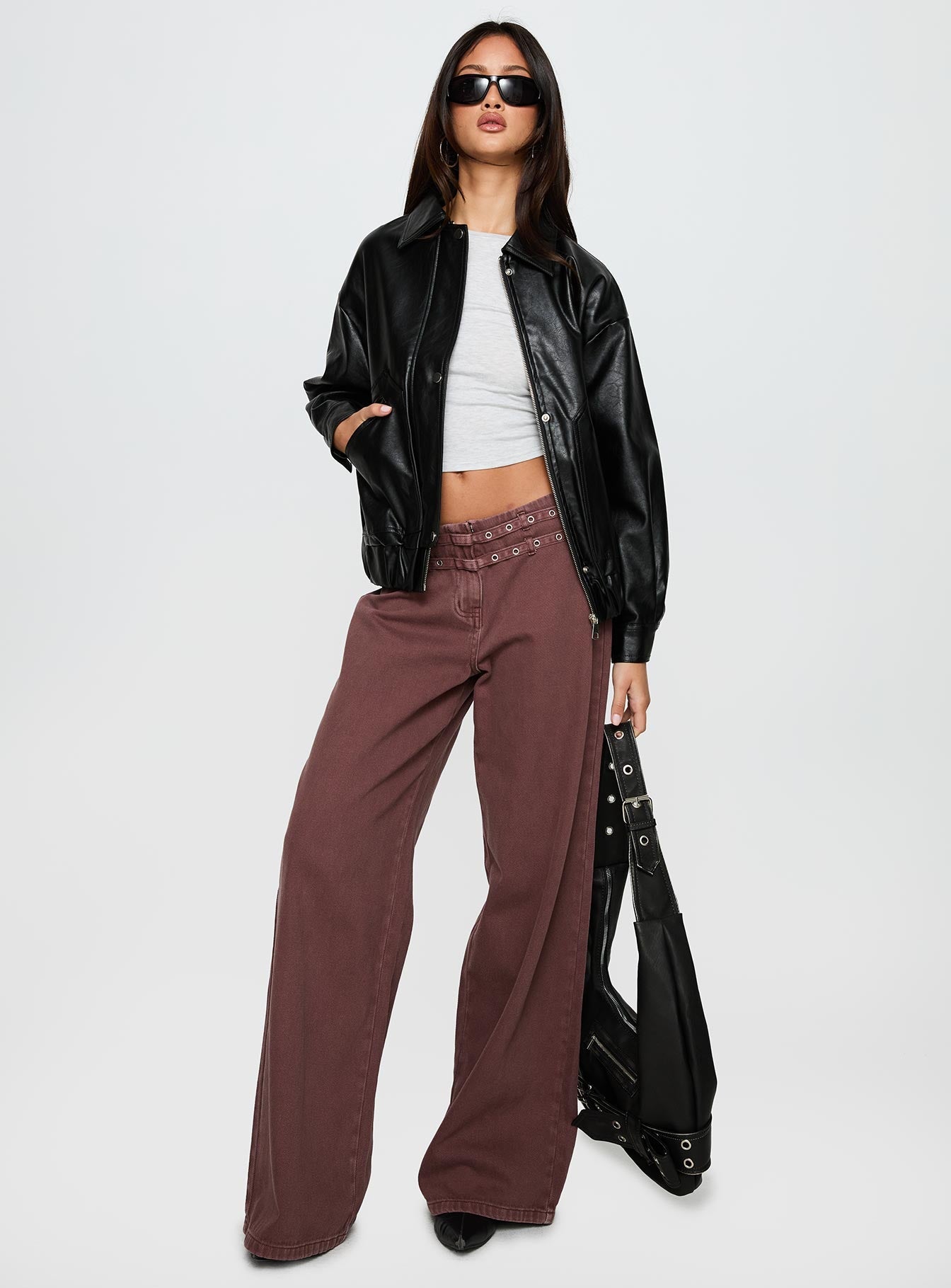 Your Moment Faux Leather Bomber Jacket Black