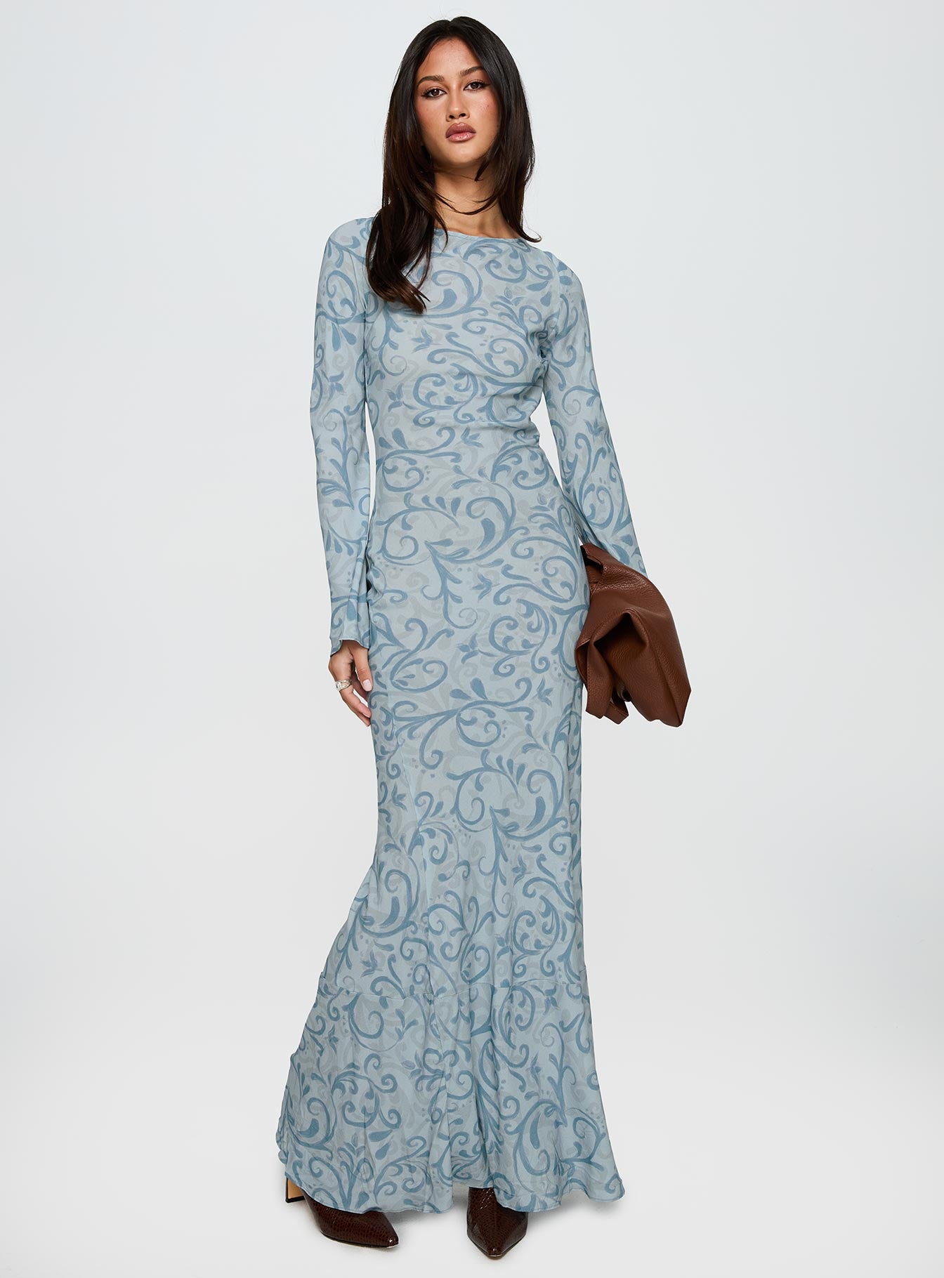 Miss Your Touch Backless Maxi Dress Blue Multi