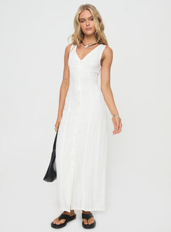 Summer Season Linen Blend Maxi Dress White | Princess Polly Summer Season Linen Blend Maxi Dress White | Princess Polly