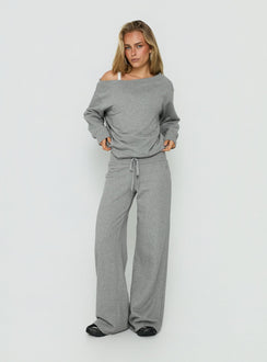 Wellness Off The Shoulder Jumper Dark Grey Marle