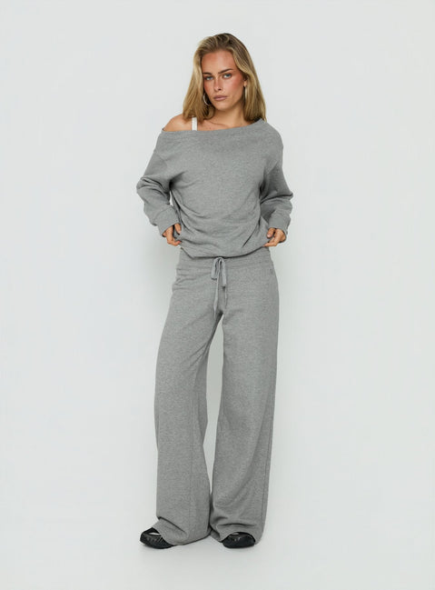 Wellness Off The Shoulder Jumper Dark Grey Marle