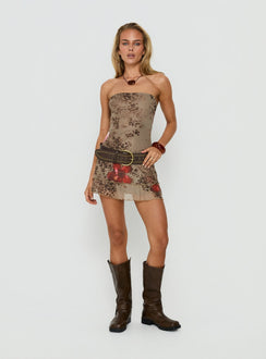 Magic Number Strapless Mini Dress Animal Floral