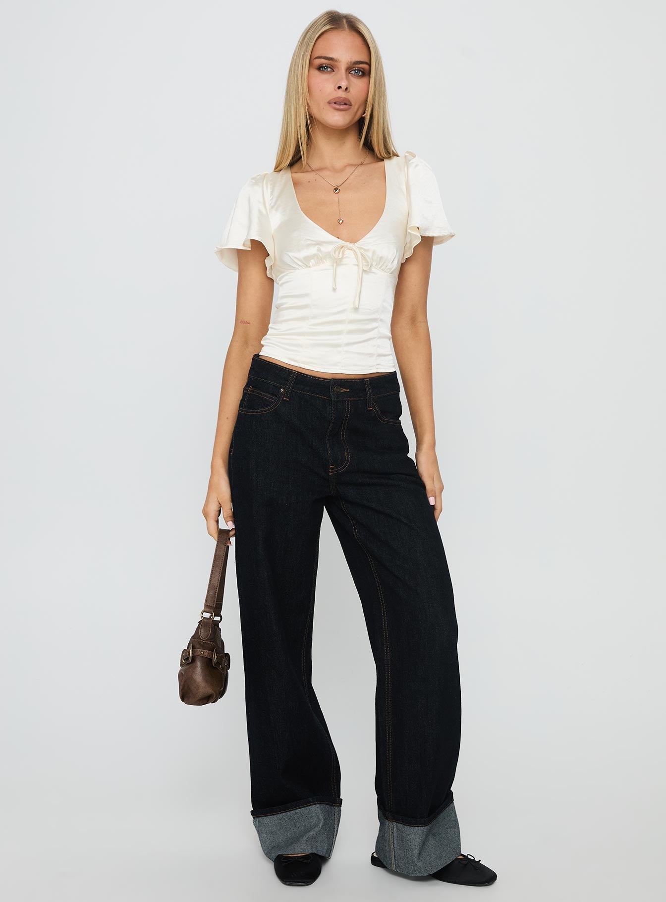 Sun Will Rise Tie Detail Top Cream