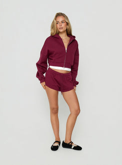 Zellah Double Ended Zipper Hoodie Cherry