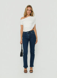 How About Now Drape Off Shoulder Top White