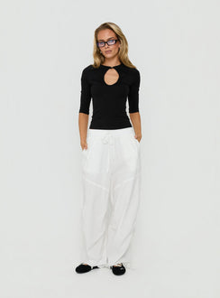 Showcasing Mankind Baggy Cargo Pants White in womens-regular-pants with mid-rise, product Princess Polly