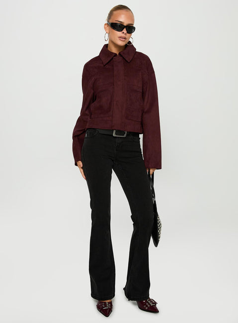 Macquarie Faux Suede Jacket Currant