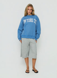 When In New York City Oversized Jumper Blue