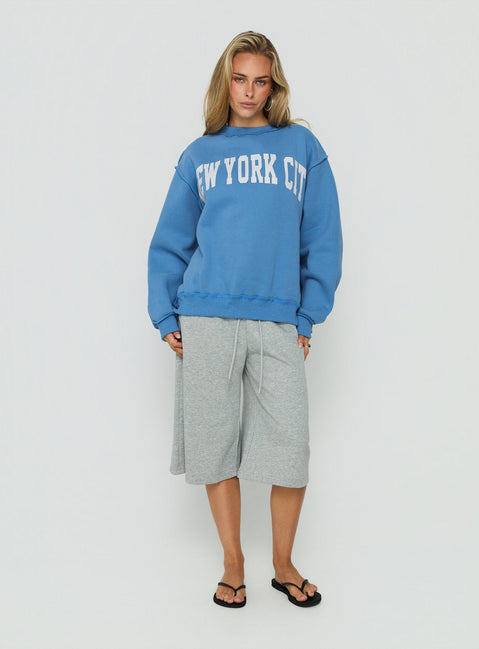 When In New York City Oversized Jumper Blue