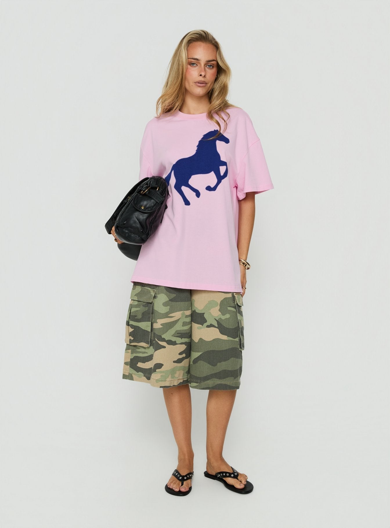 Steely Love Oversized Graphic Tee Washed Pink