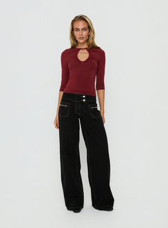 Unwritten Mid Rise Wide Leg Jeans Washed Black