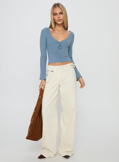 Drawn Me In Long Sleeve Top Blue