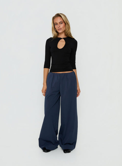 Explore Lunea Concealed Waistband Pants Navy womens-regular-pants with high-rise product Princess Polly