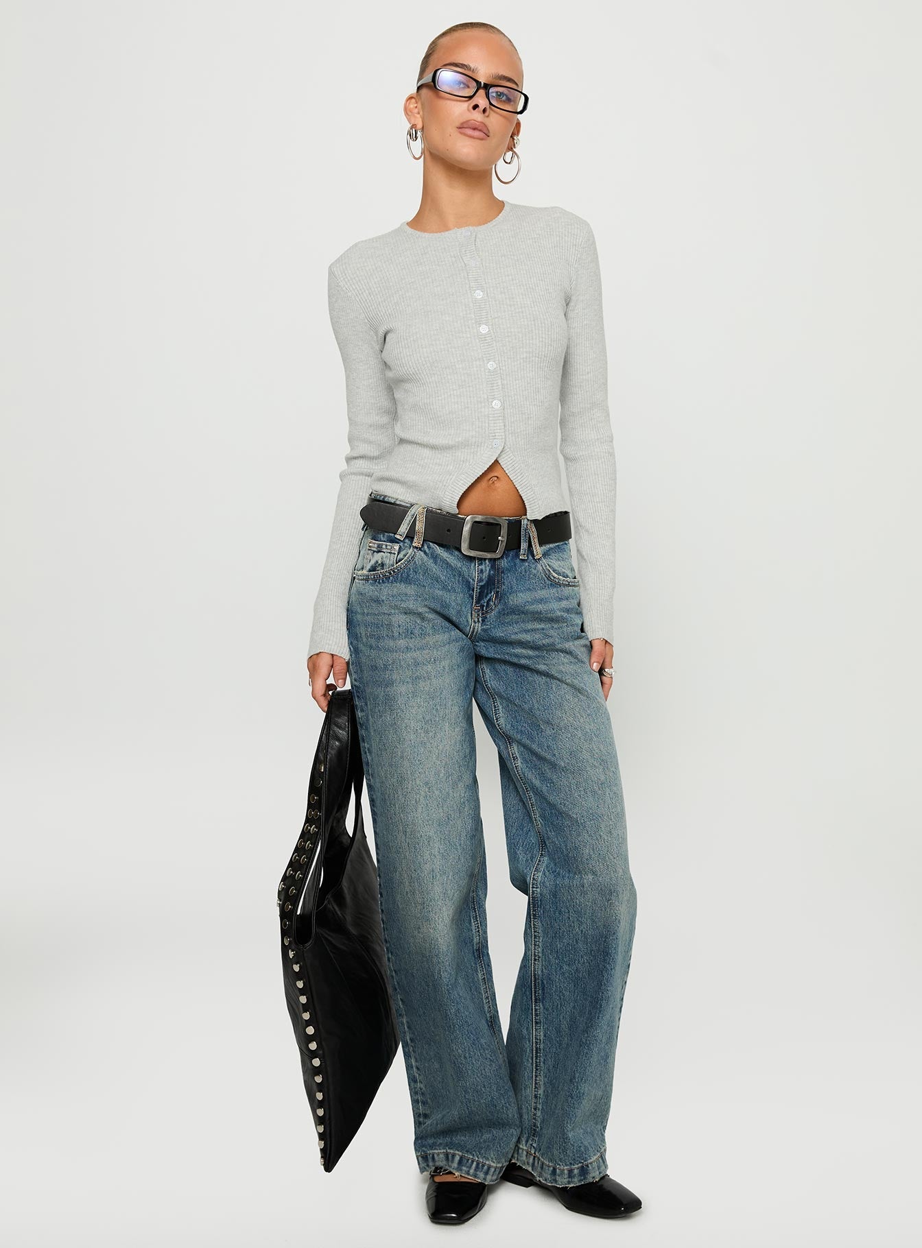 Backbone Low Rise Straight Leg Jeans Mid Blue