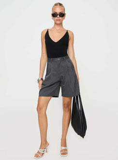 Black Bodysuit Deep v neckline, fixed shoulder straps, high cut leg, cheeky style bottom, press clip fastening