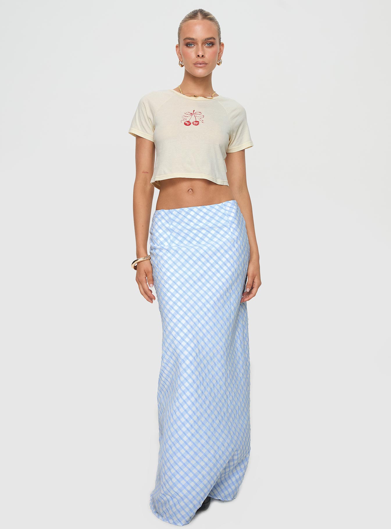 Gingham maxi skirt