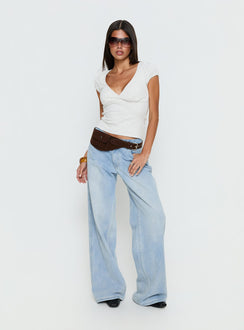 Baseline Cross Over Cap Sleeve Top Grey Marle