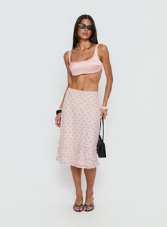 Clarabella Frill Midi Skirt Pink Polka Dot