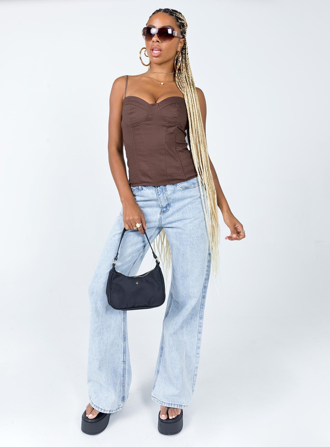 product Princess Polly Sleeveless Square Neck  Everson Corset Brown