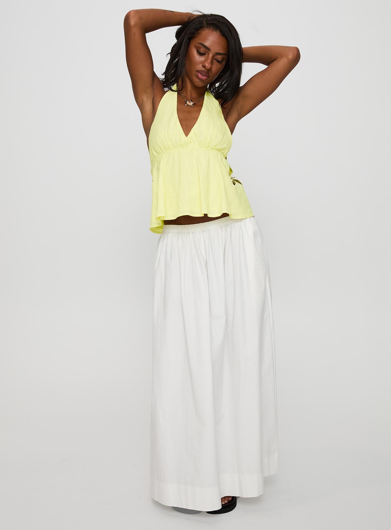 Just Want You Halter Floral Cut Out Top Yellow